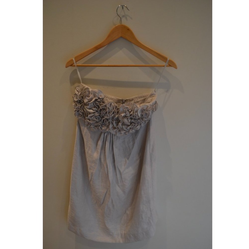 Grey Strapless Ruffle Prom Dress Size S
